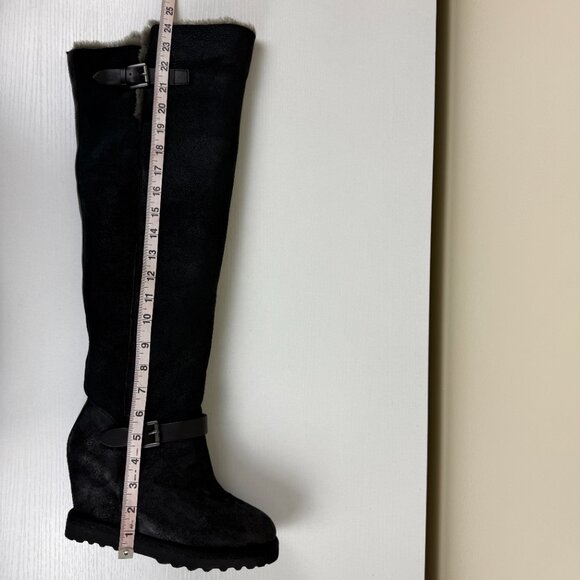 Like New ASH Yuka Sheep Skin+ Calf Over The Knee Wedge Boots Shearling - Picture 4 of 16